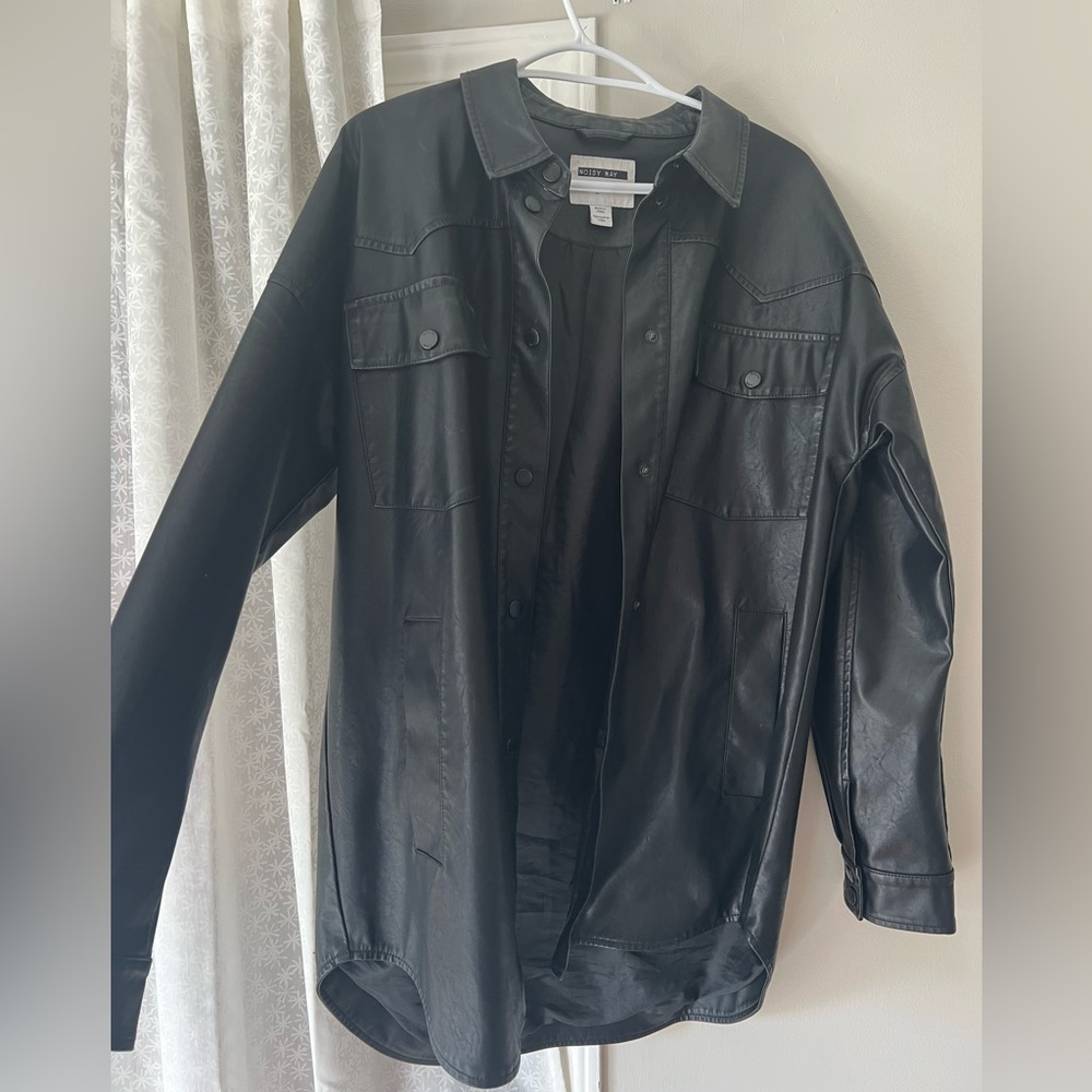 Cutest black leather jacket! Size small but fits oversized